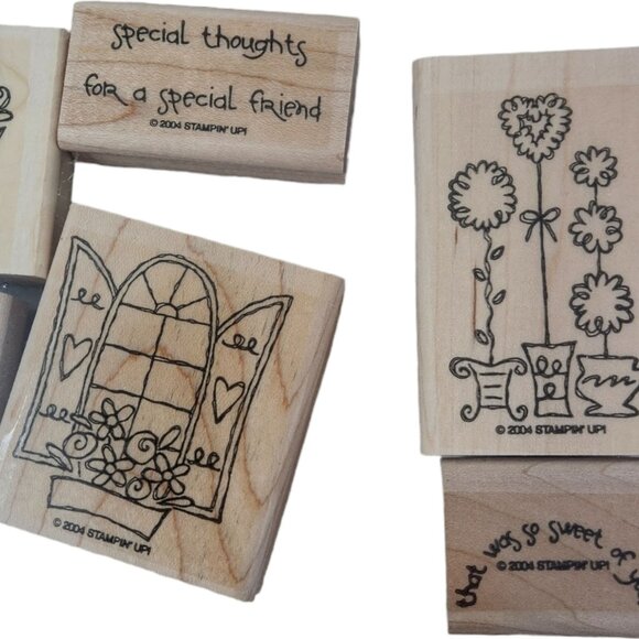 Vintage Stampin' Up! Lot of 8 Large + Other Stamp Sets w/ Wood Blocks EUC - Picture 7 of 16